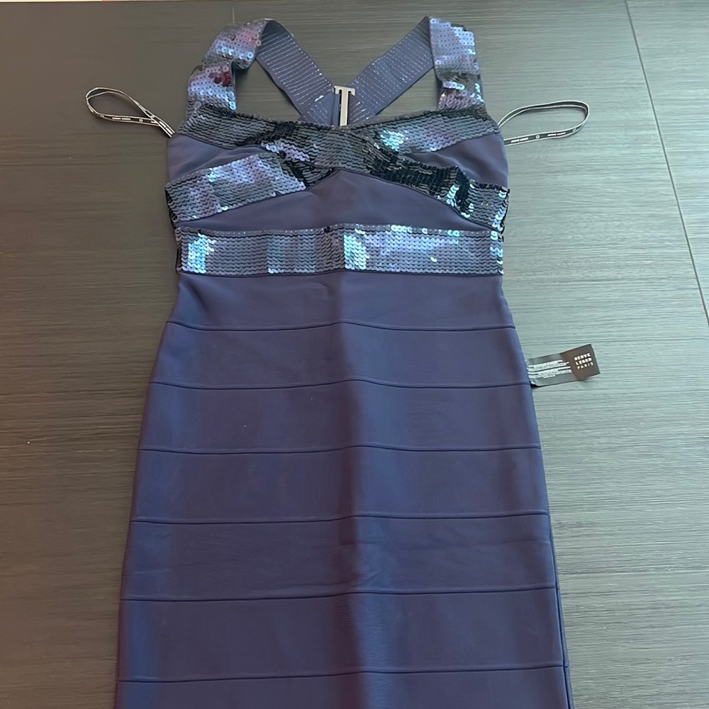 Herve Leger Sequin- embellished bandage gown